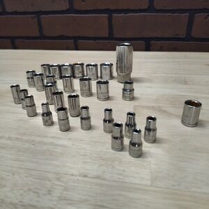 Mastercraft made Sockets lot of 29 total 13 3/8" drive and 16 1/4" drive